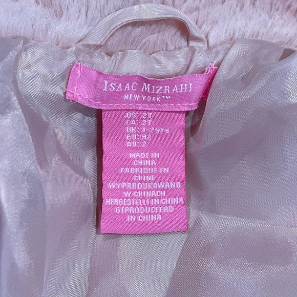 Isaac Mizrahi Faux Fur Coat Girls Size  2T Pink Satin Lining Excellent Condition - Picture 4 of 5